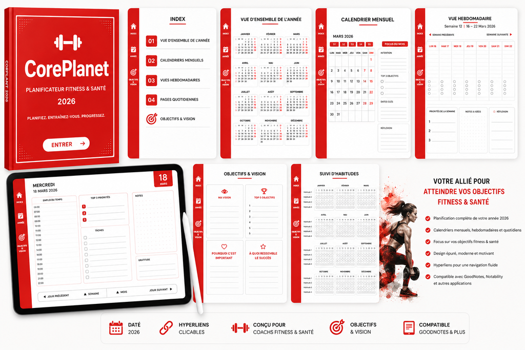CorePlanet 2026 · Agenda Coach Fitness PDF · GoodNotes Notability